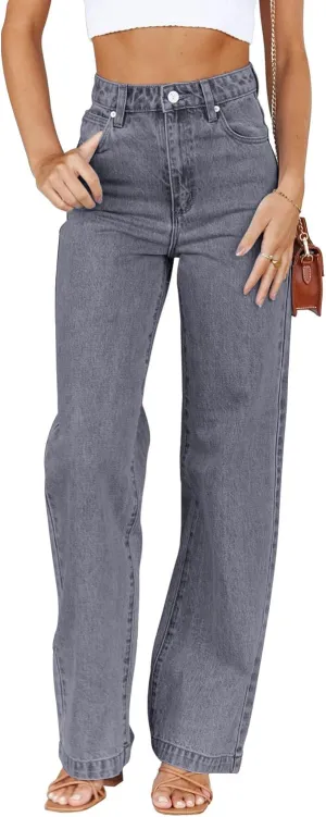 Cicy Bell Women's High Waisted Jeans Boyfriend Baggy Straight Leg Casual Denim Pants with Pockets
