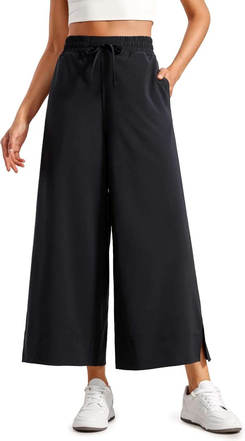 CRZ YOGA Lightweight Wide Leg Cropped Pants for Women 25" High Waisted Loose Casual Lounge Travel Work Sweatpants Summer