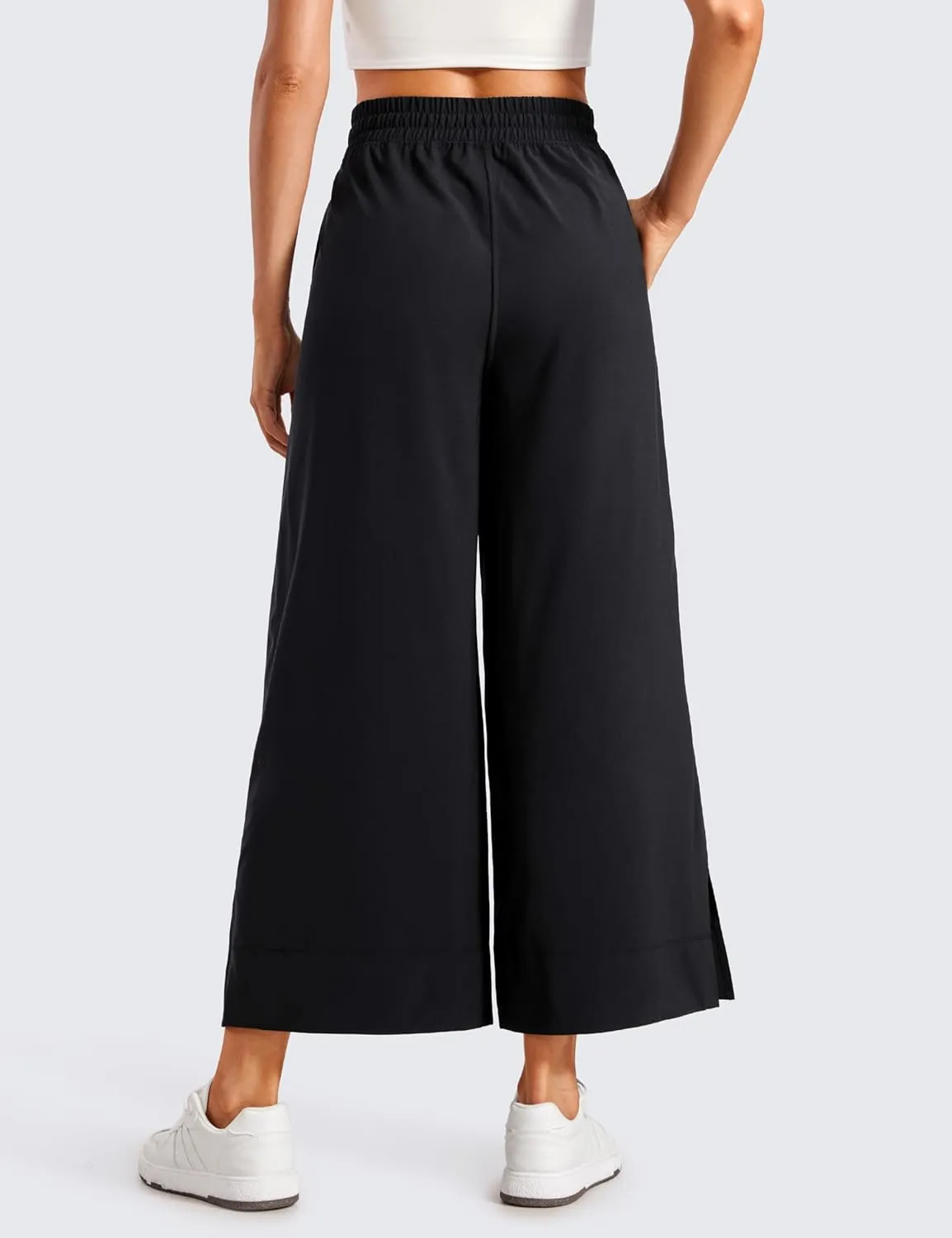 CRZ YOGA Lightweight Wide Leg Cropped Pants for Women 25" High Waisted Loose Casual Lounge Travel Work Sweatpants Summer