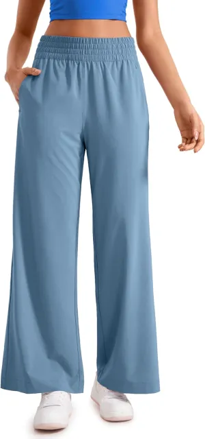 CRZ YOGA Lightweight Wide Leg Pants for Women 30" High Waisted Casual Lounge Travel Work Sweatpants Loose Fit Summer