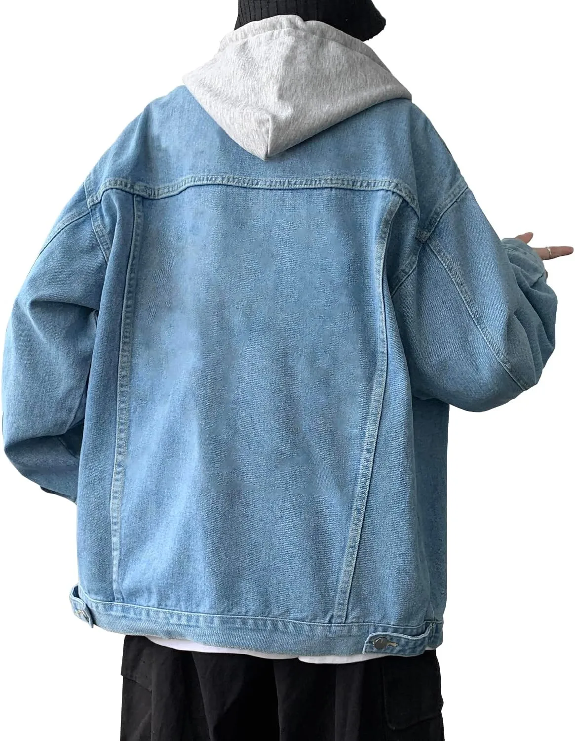DAVID.ANN Men's Trucker Coat Denim Jacket with Hood