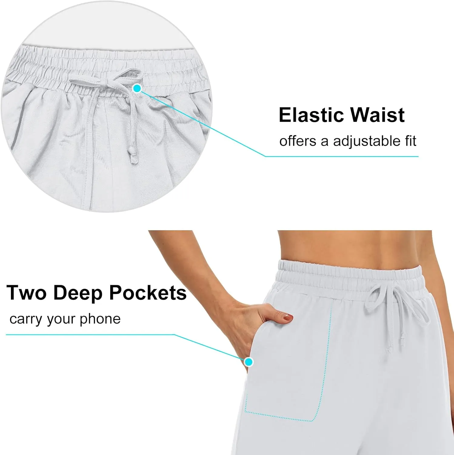 DIBAOLONG Womens Capri Pants Loose Yoga Pants Wide Leg Drawstring Comfy Lounge Pajama Capris Sweatpants with Pockets