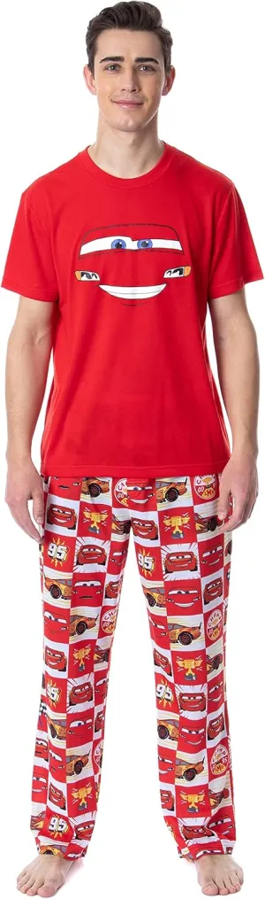 Disney Mens' Cars Movie Film Lightning McQueen Sleep Pajama Set