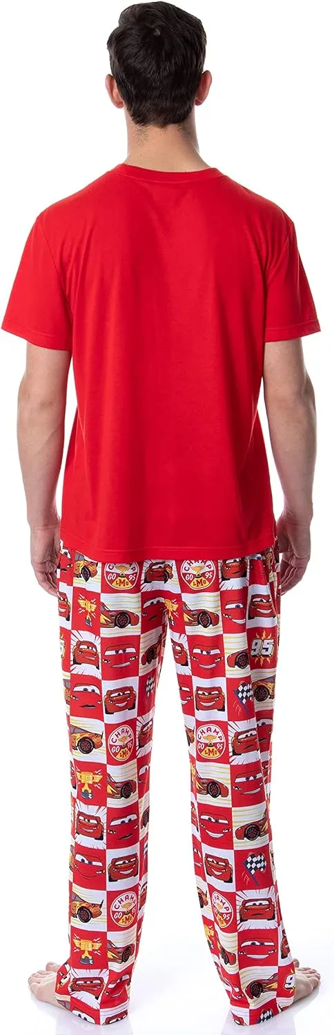 Disney Mens' Cars Movie Film Lightning McQueen Sleep Pajama Set