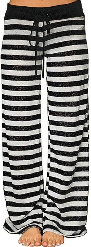 Elsofer Women's Pajama Lounge Pants Floral Print Comfy Casual Stretch Palazzo Drawstring Pj Bottoms Pants Wide Leg