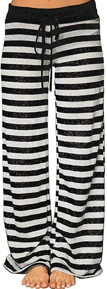 Elsofer Women's Pajama Lounge Pants Floral Print Comfy Casual Stretch Palazzo Drawstring Pj Bottoms Pants Wide Leg