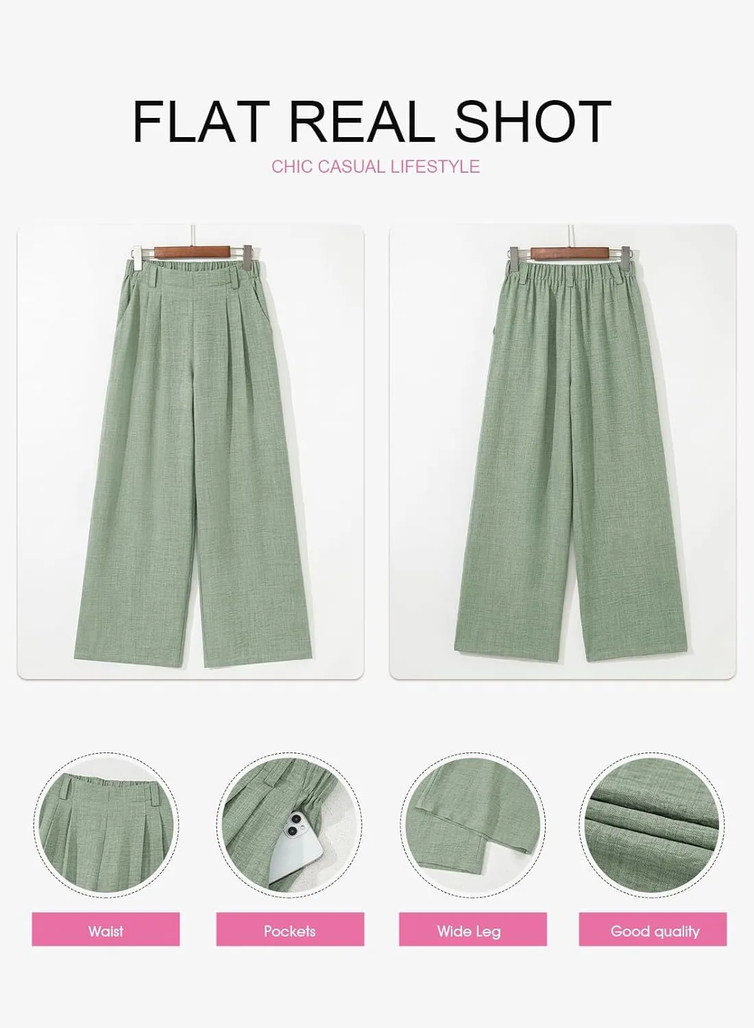 EVALESS Women's Wide Leg Pants High Waisted Business Work Casual Trousers 2025 Summer Comfy Palazzo Pants with Pockets