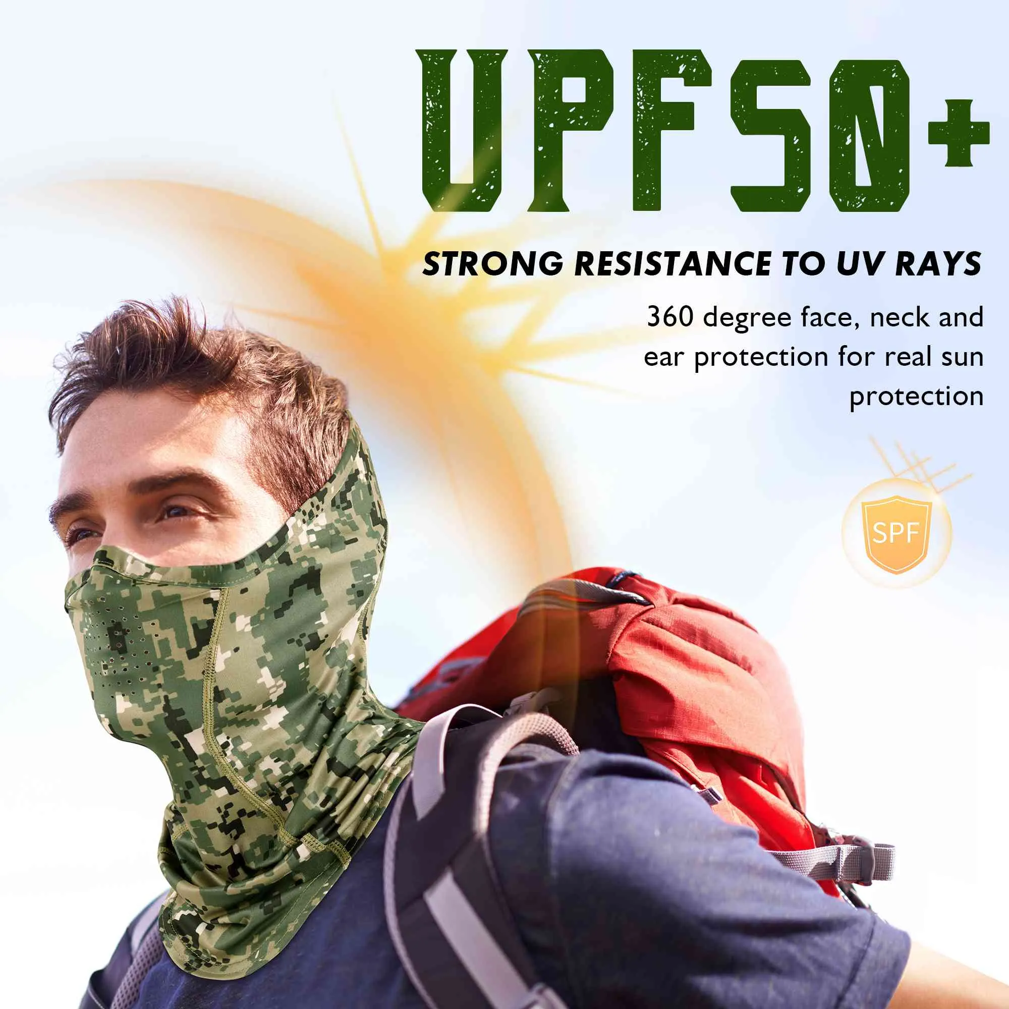 EXski Camo Gaiter Mask UPF 50 Half Balaclava Face Mask with Breathable Air Holes for Hunting Fishing Hiking