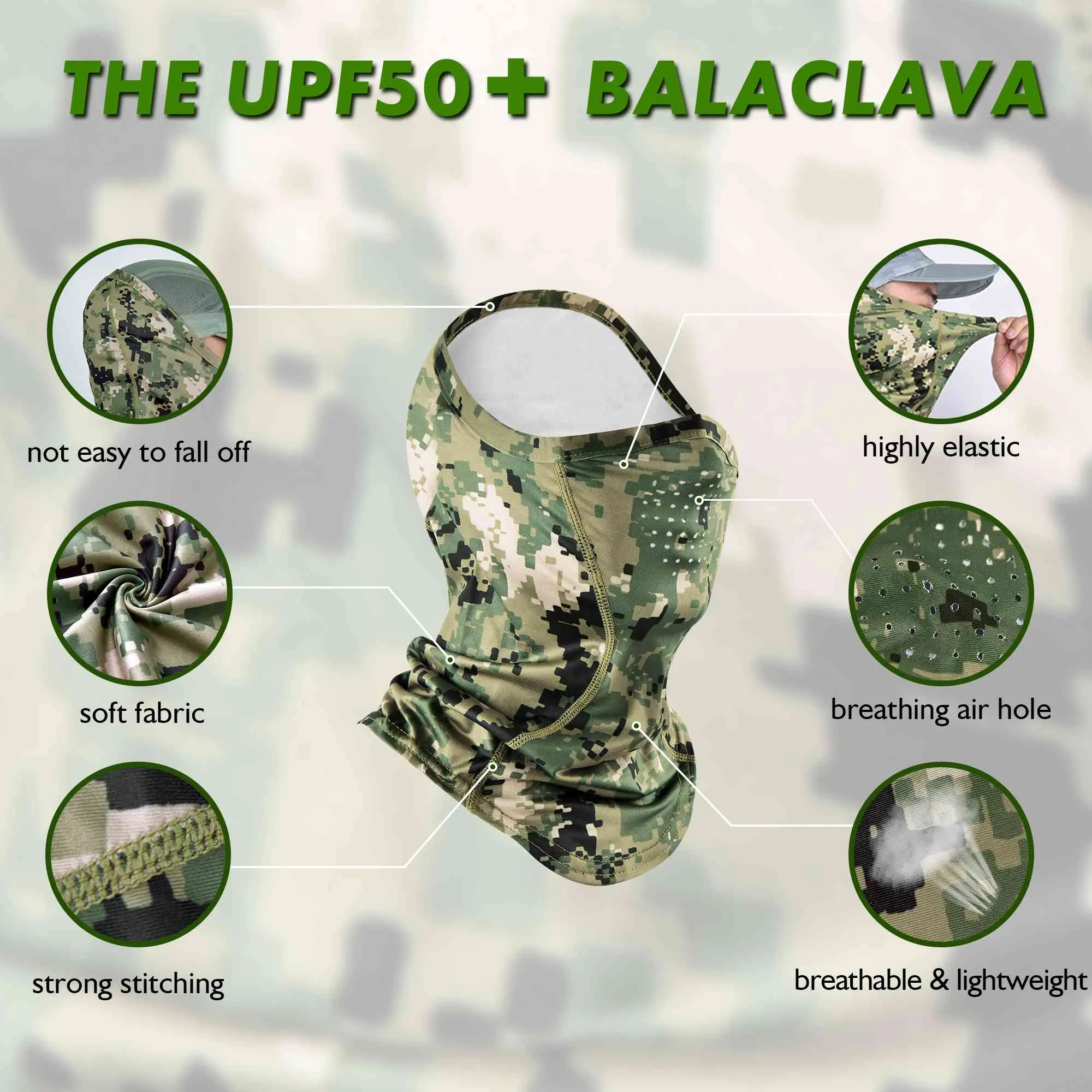 EXski Camo Gaiter Mask UPF 50 Half Balaclava Face Mask with Breathable Air Holes for Hunting Fishing Hiking