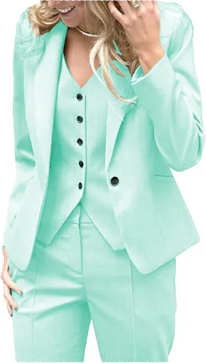Fashion 3 Pieces Set Office Wedding Tuxedos Party Lady Blazer Business Suit Women Suits (Blazer Vest Pants)
