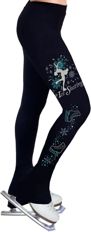 Figure Skating Practice Pants with Rhinestones S100B - Child Sizes