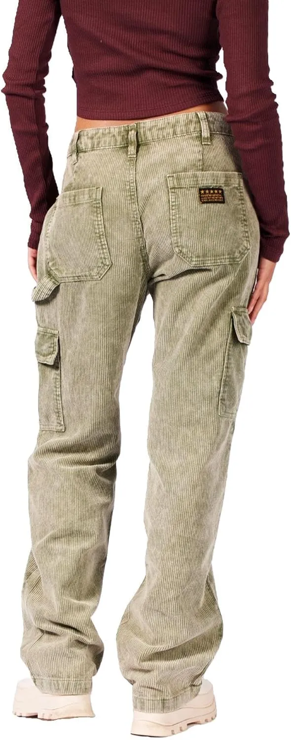 FIVESTAR GENERAL Women's Carpenter Cargo Corduroy Pant, Low-Rise, Sits Below Waist, Button Closure with Zipper Fly