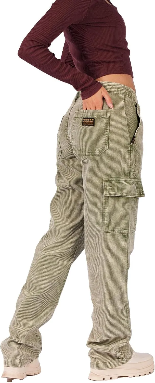 FIVESTAR GENERAL Women's Carpenter Cargo Corduroy Pant, Low-Rise, Sits Below Waist, Button Closure with Zipper Fly