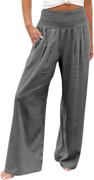 FZVYD Tummy Control Women High Waist Lounge Pants Casual Wide Leg Boho Trouser 2025 Summer Drawstring Sweatpants with Pocket