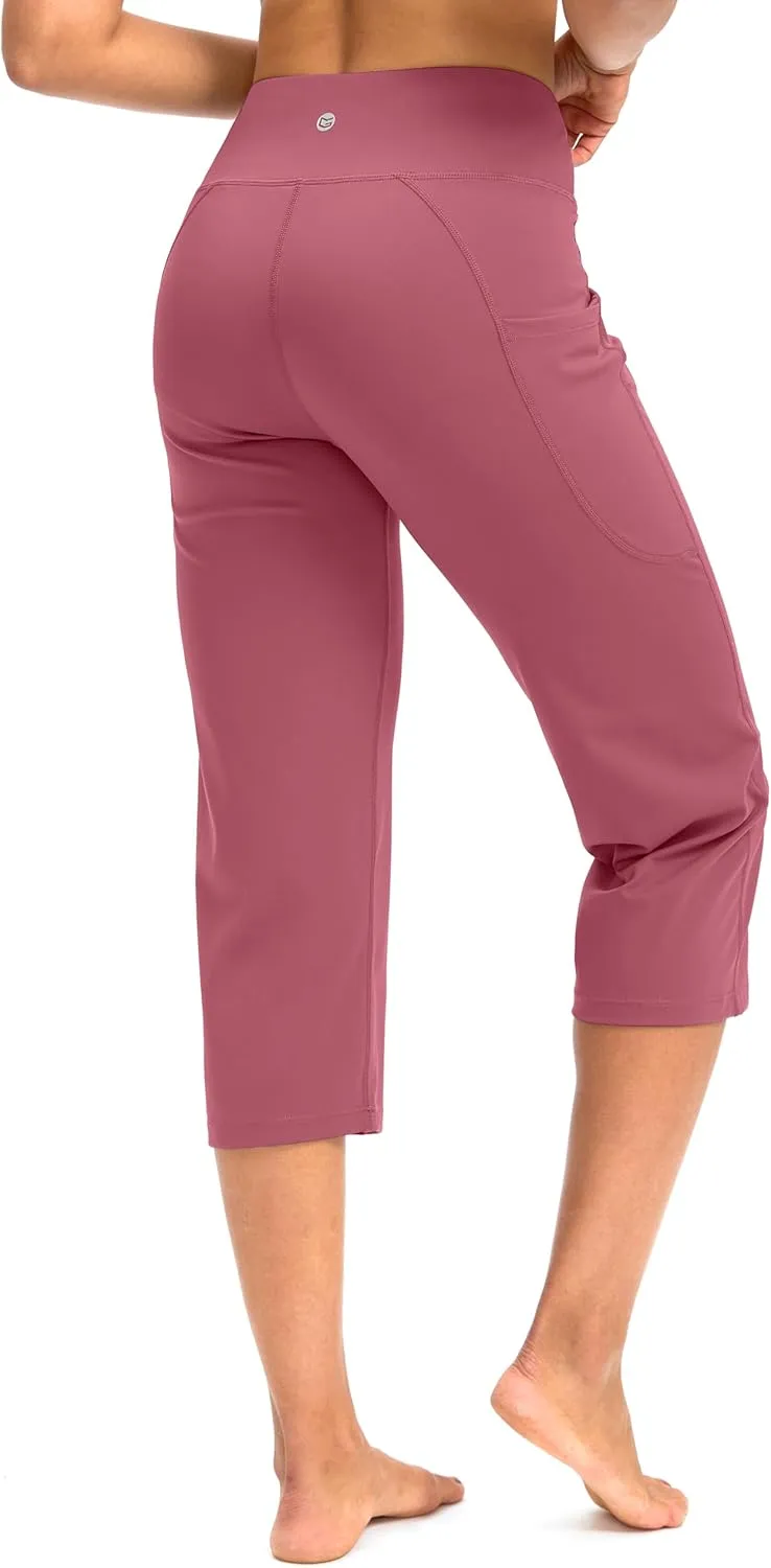 G Gradual Capri Pants for Women High Waist Workout Yoga Pants with Pockets Tummy Control Leggings Crop Straight