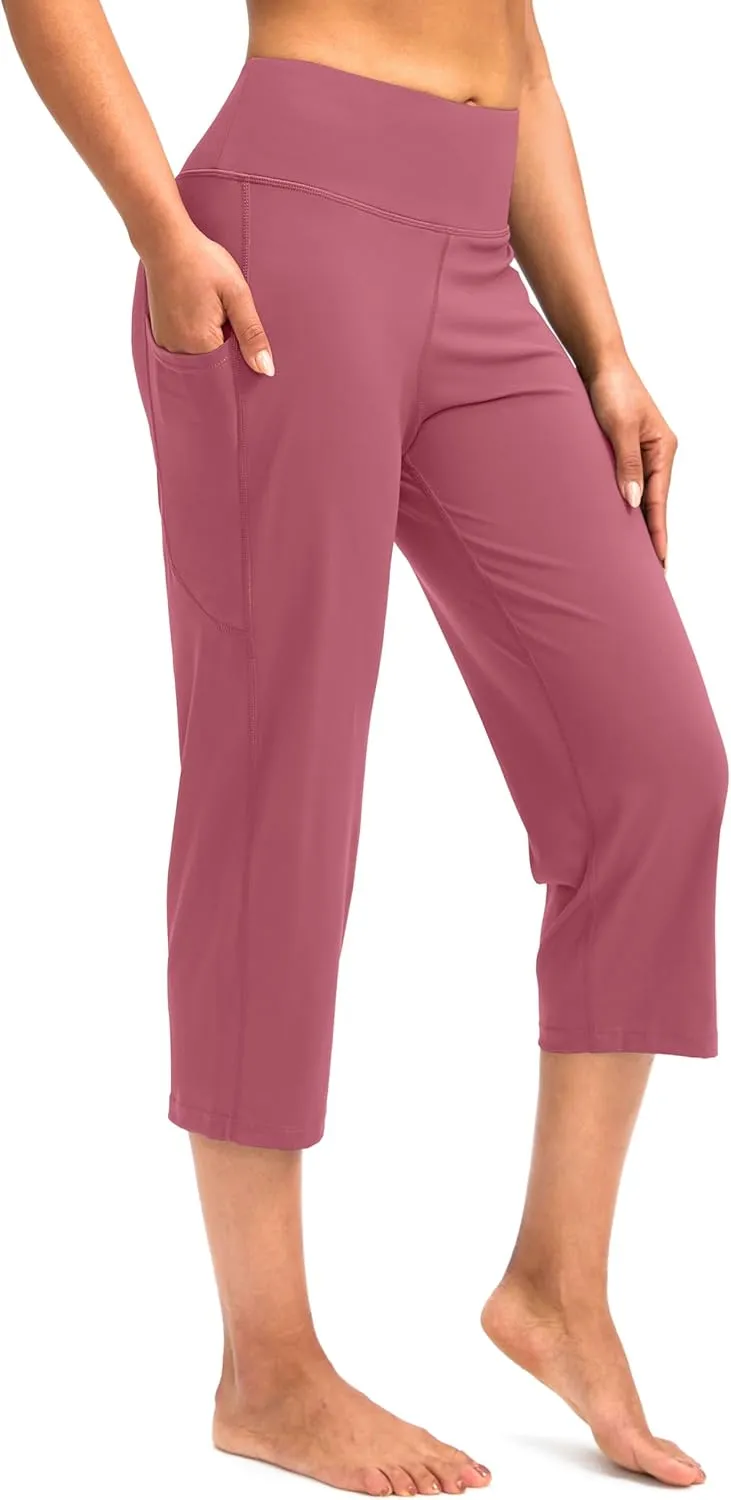G Gradual Capri Pants for Women High Waist Workout Yoga Pants with Pockets Tummy Control Leggings Crop Straight