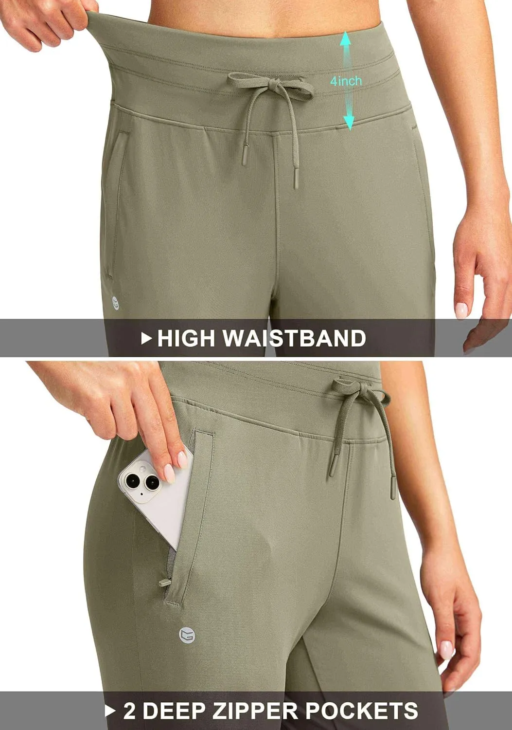 G Gradual Women's Joggers Pants with Zipper Pockets High Waisted Sweatpants Athletic Tapered Pants for Women Lounge Workout