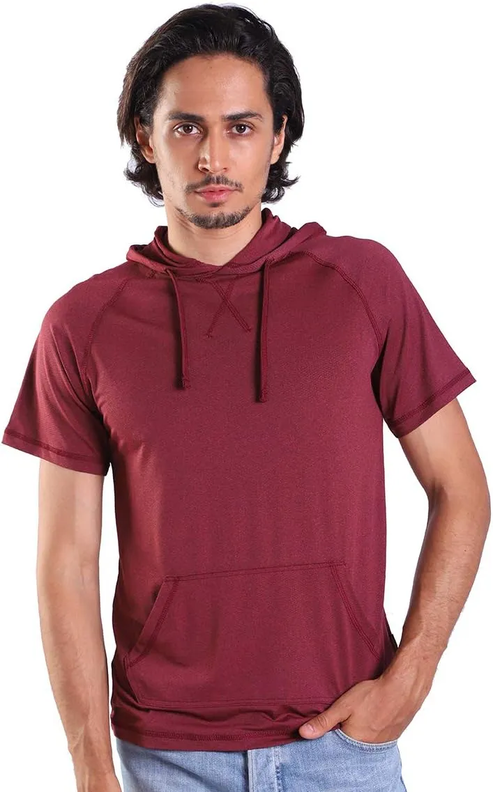 Gary Com Men's Short Sleeve Hoodie T-Shirt Pullover Workout Sweatshirt with Pocket
