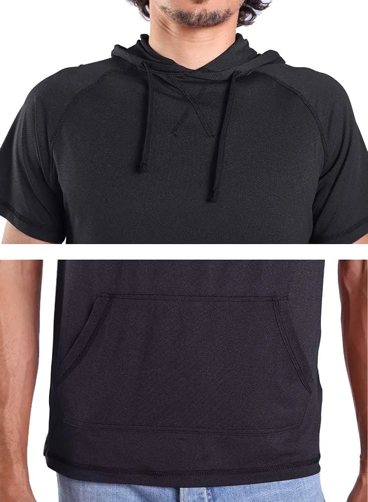 Gary Com Men's Short Sleeve Hoodie T-Shirt Pullover Workout Sweatshirt with Pocket