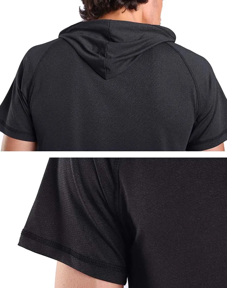 Gary Com Men's Short Sleeve Hoodie T-Shirt Pullover Workout Sweatshirt with Pocket