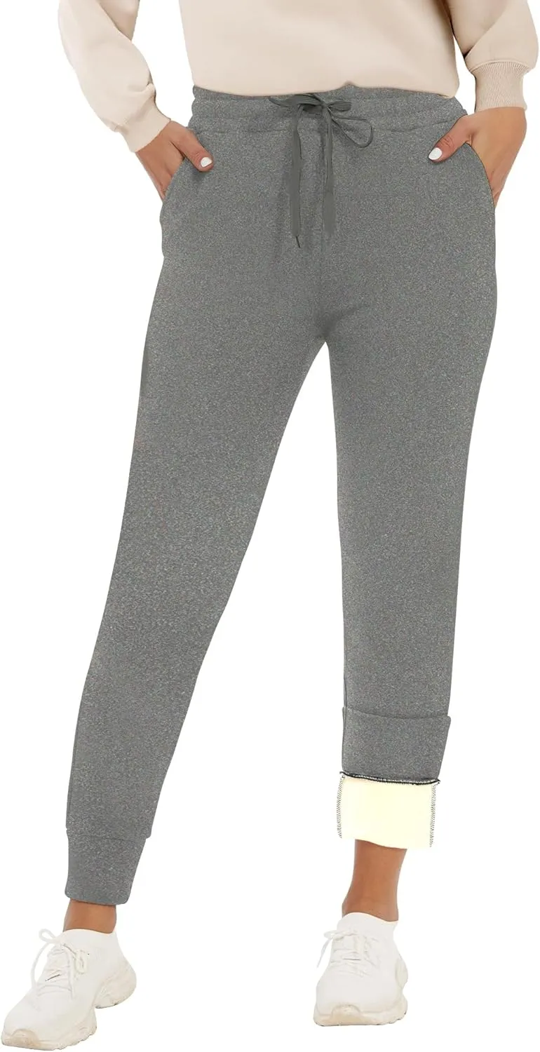 GAYHAY Fleece Lined Sweatpants Women- Winter Warm Sherpa Lined Athletic Joggers Pants with Pockets