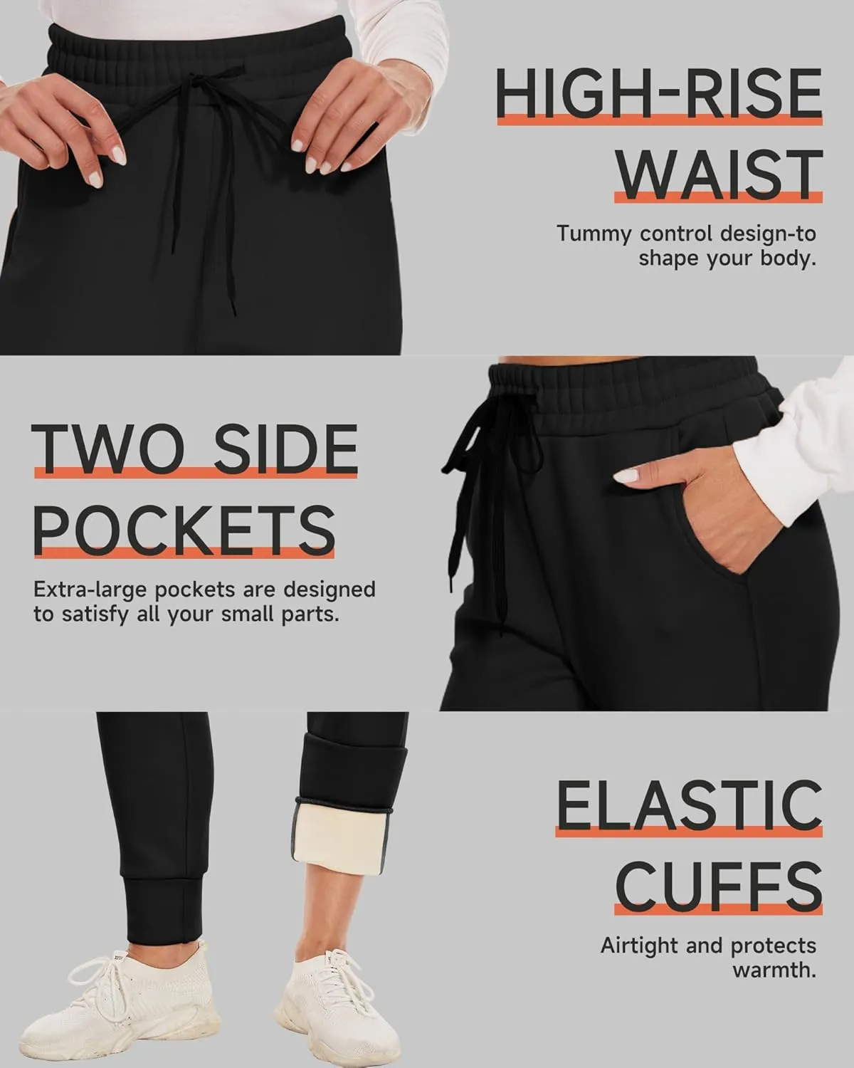 GAYHAY Fleece Lined Sweatpants Women- Winter Warm Sherpa Lined Athletic Joggers Pants with Pockets