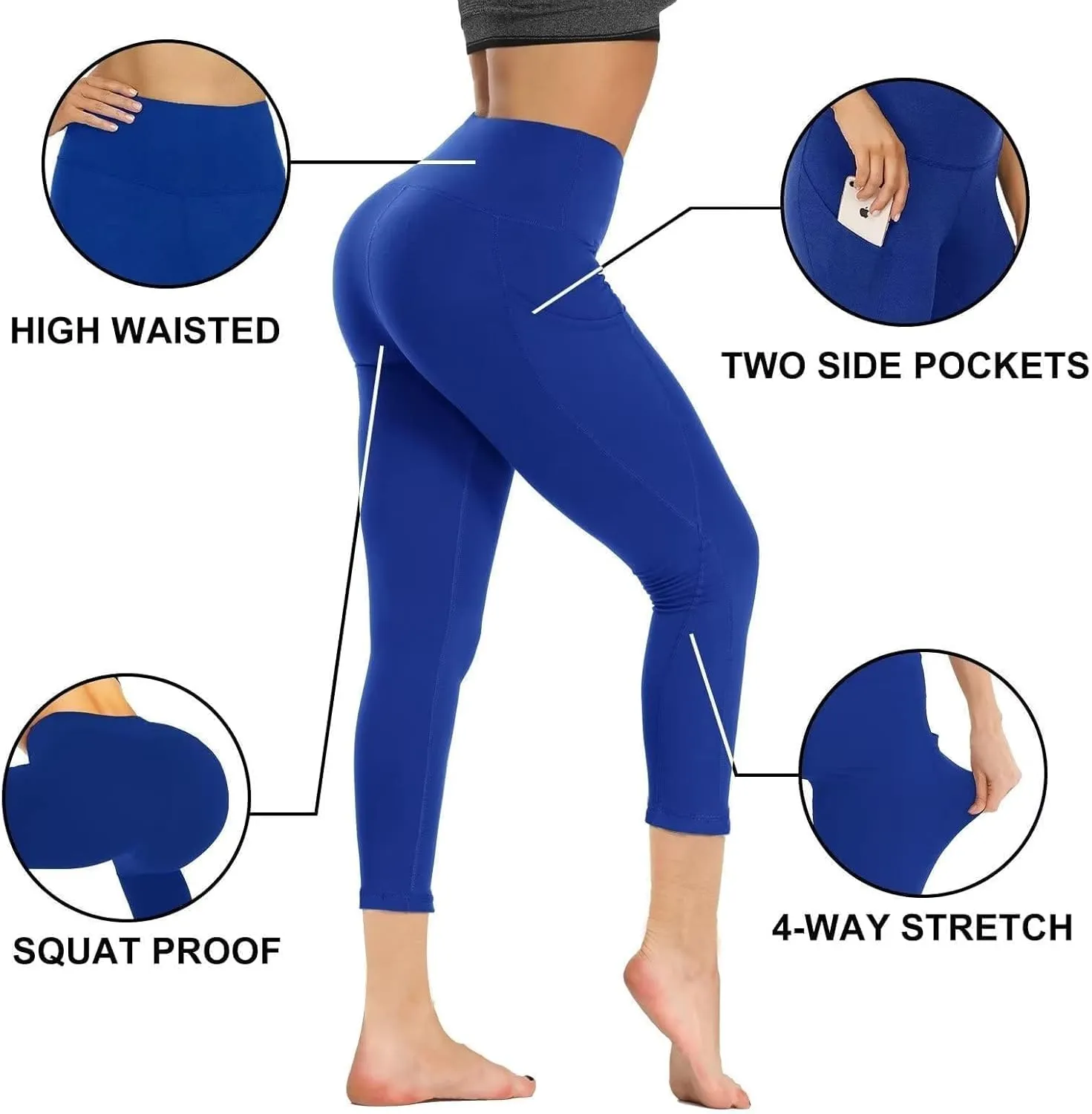 GAYHAY Leggings with Pockets for Women - 19" / 25" Yoga Pants High Waist Tummy Control Compression for Workout