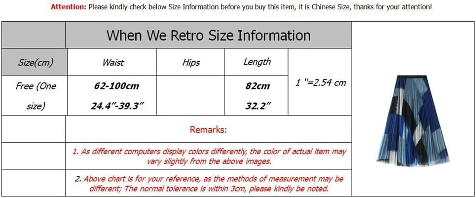 Geometric Print Y2K Skirt Women Long Midi Length Tulle Pleated Skirt
