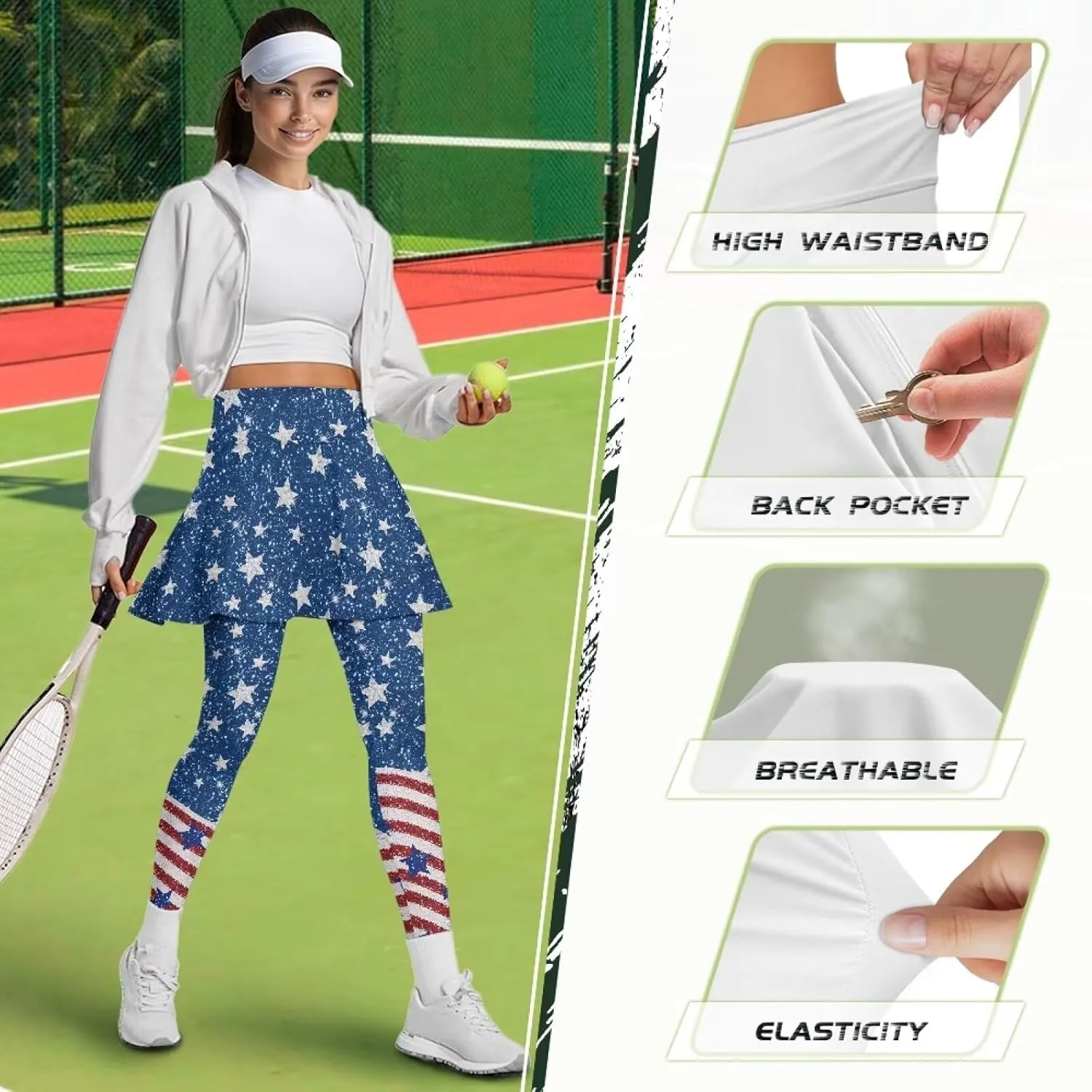 Golf Skirt for Women High Waisted Ruffle Pleated Tennis Skorts Pant Tummy Control Gym Skirt Pants Plus Size XS-3XL