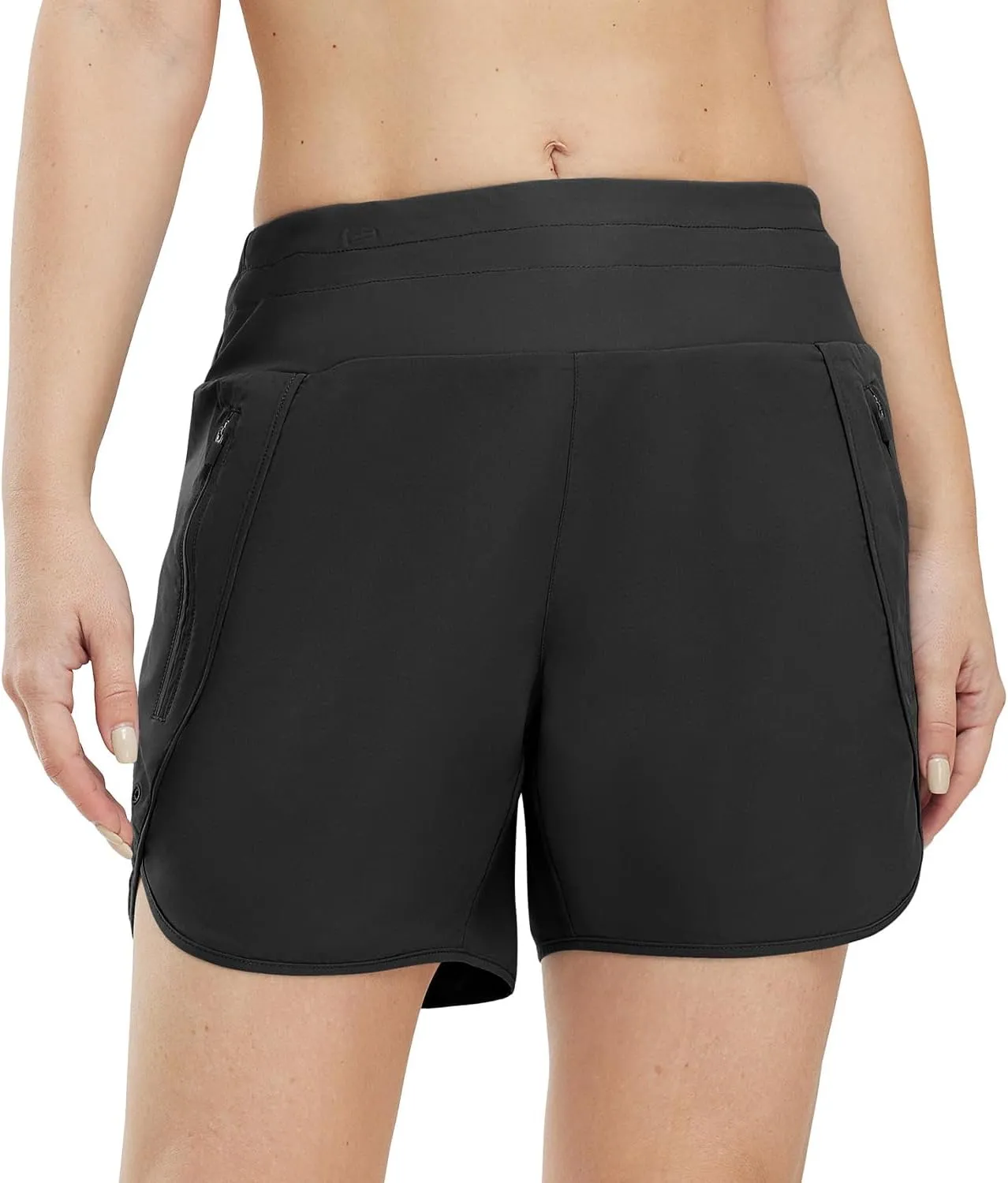 Gopune Women's 5" High Waisted Swim Board Shorts with Zipper Pockets UPF 50  Quick Dry Beach Trunks with Liner