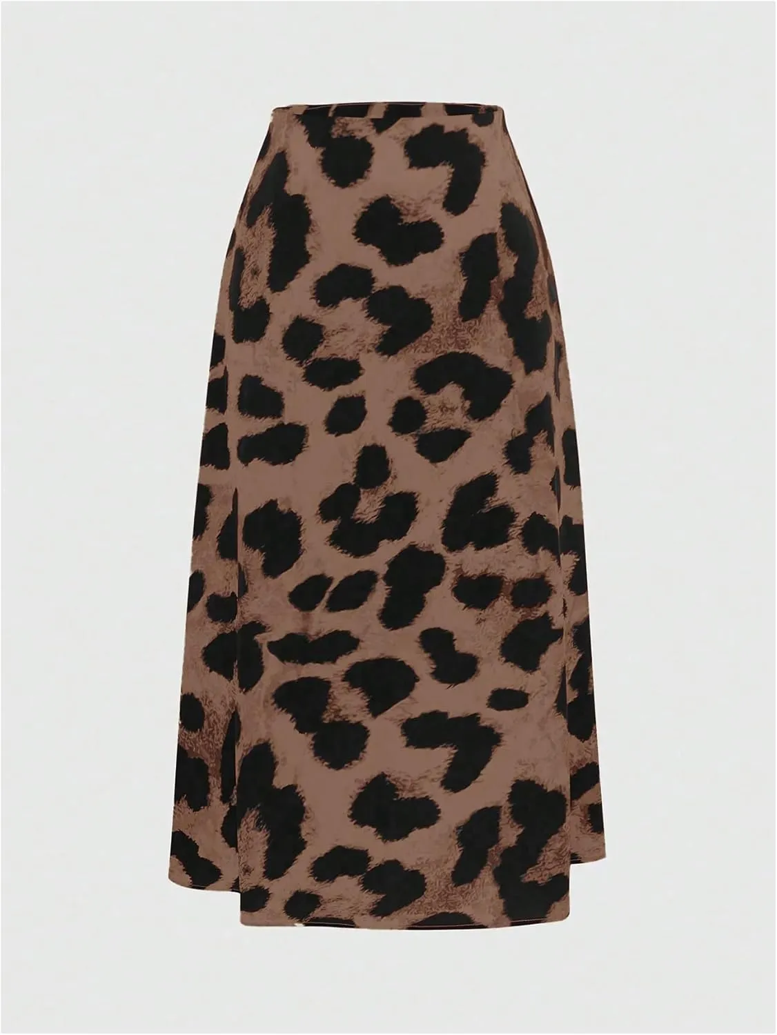 GORGLITTER Women's Leopard Skirt High Waisted Elastic Waistband Summer Long Skirts