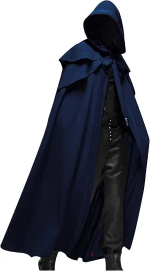 Halloween Costumes for Men Renaissance Hooded Cloak Cosplay Costumes Long Medieval Cloak Vintage Gothic Robe