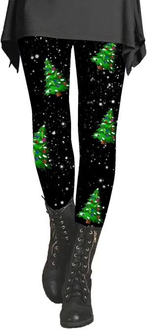 Halloween Leggings Pants for Women Elastic High Waist Yoga Pants Workout Pumpkins Ghost Print Slim Fit Lounge Pants