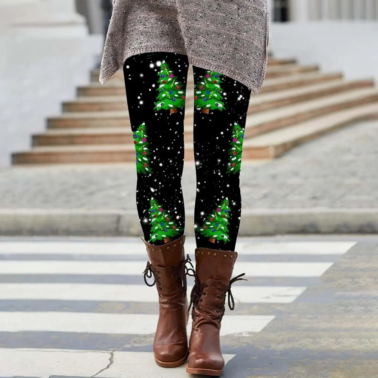 Halloween Leggings Pants for Women Elastic High Waist Yoga Pants Workout Pumpkins Ghost Print Slim Fit Lounge Pants