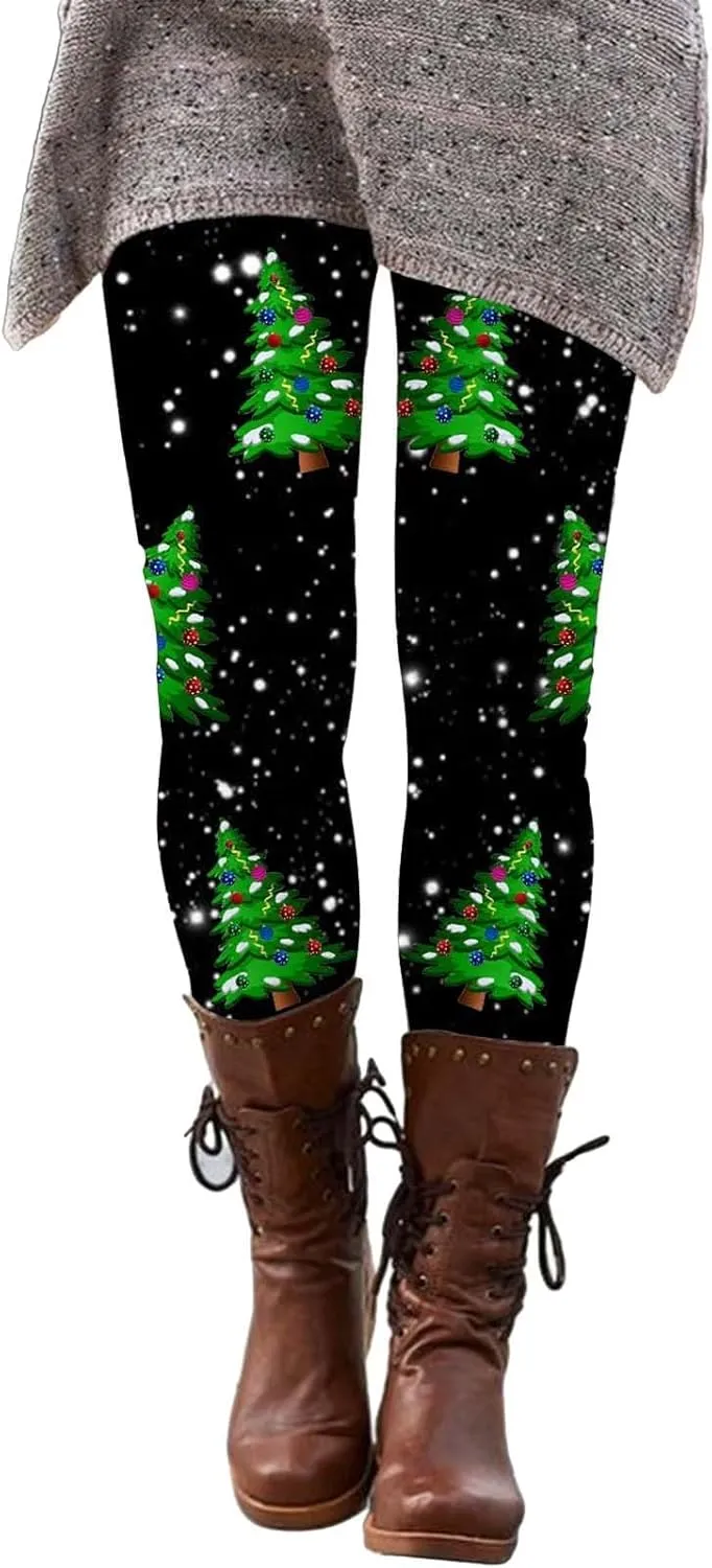 Halloween Leggings Pants for Women Elastic High Waist Yoga Pants Workout Pumpkins Ghost Print Slim Fit Lounge Pants