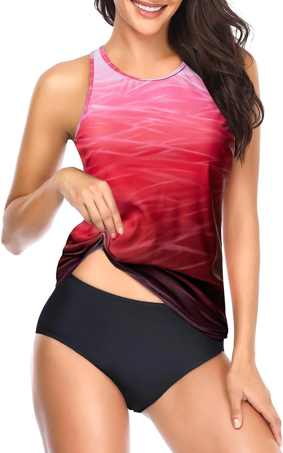 Holipick Two Piece Tankini Swimsuits for Women Tummy Control Bathing Suits High Neck Tankini Tops with Bikini Bottom
