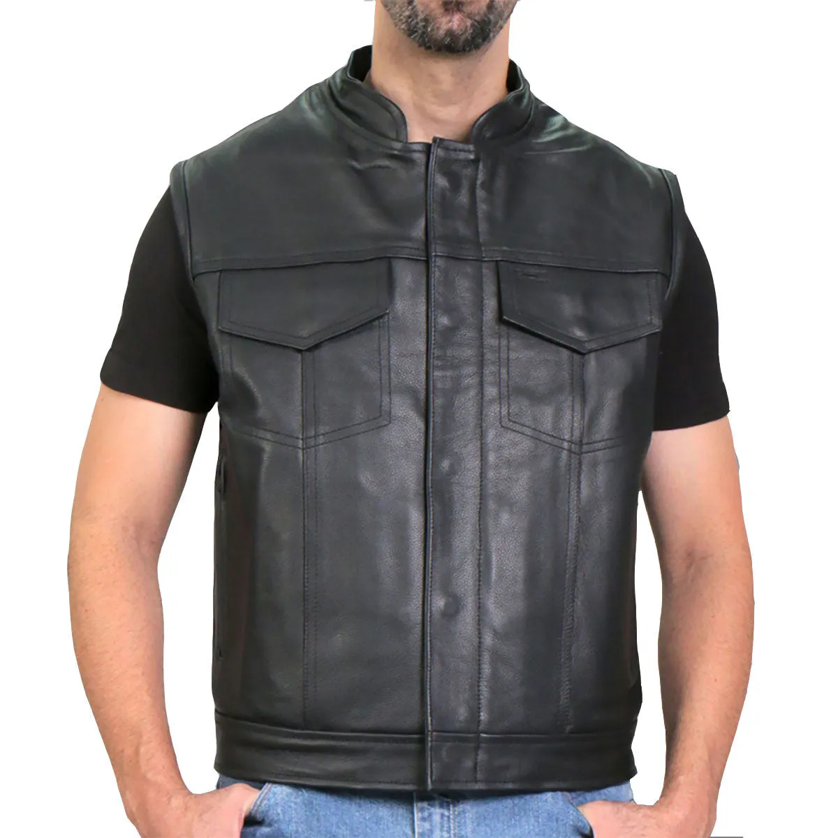 Hot Leathers VSM1057 Mens Black 'Mexican Blanket' Conceal and Carry Leather Vest