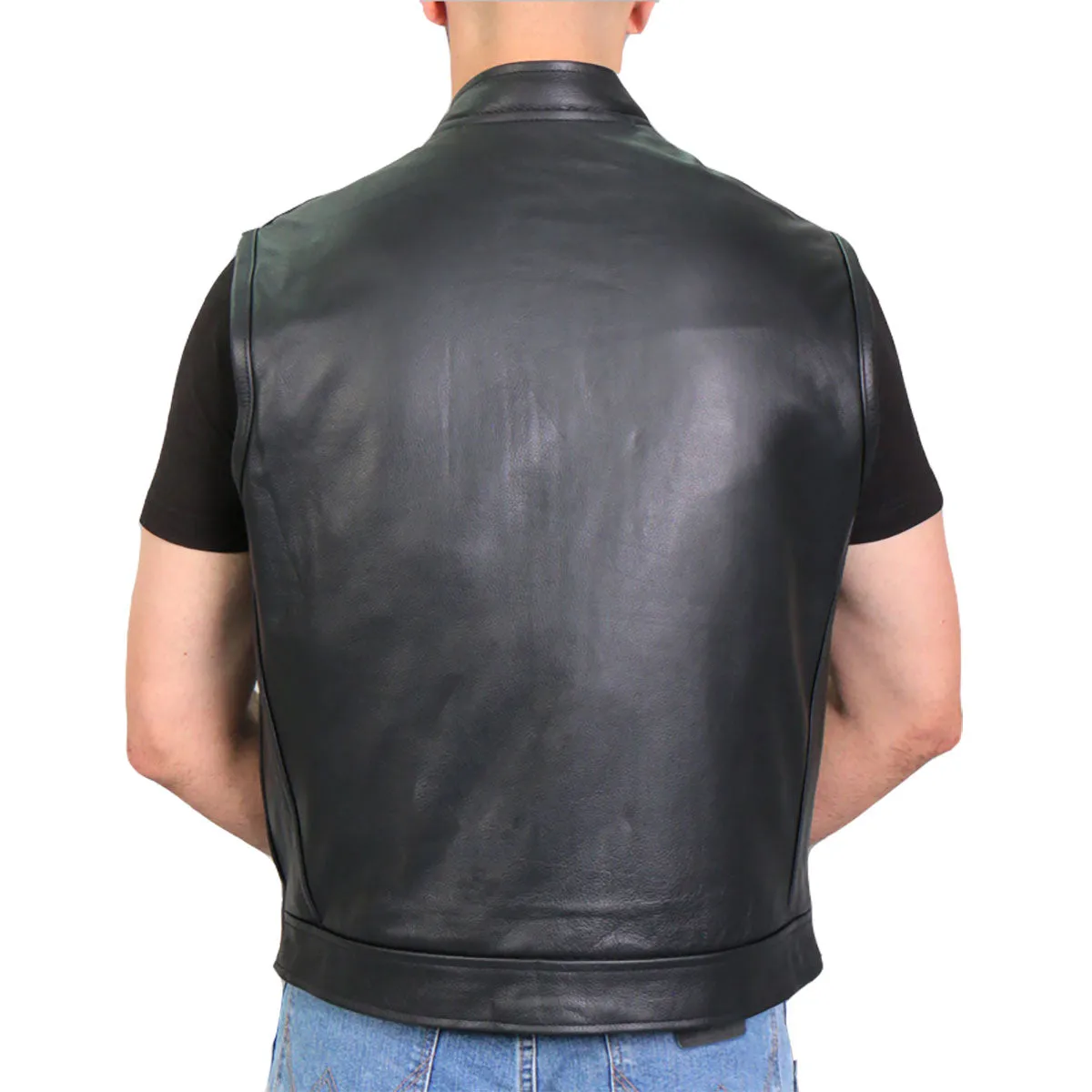 Hot Leathers VSM1057 Mens Black 'Mexican Blanket' Conceal and Carry Leather Vest