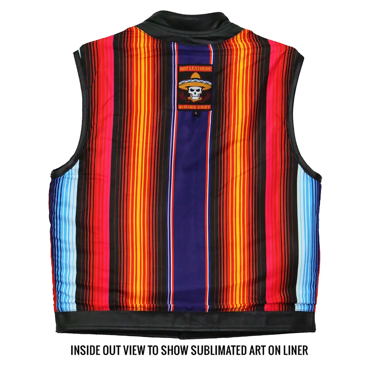 Hot Leathers VSM1057 Mens Black 'Mexican Blanket' Conceal and Carry Leather Vest