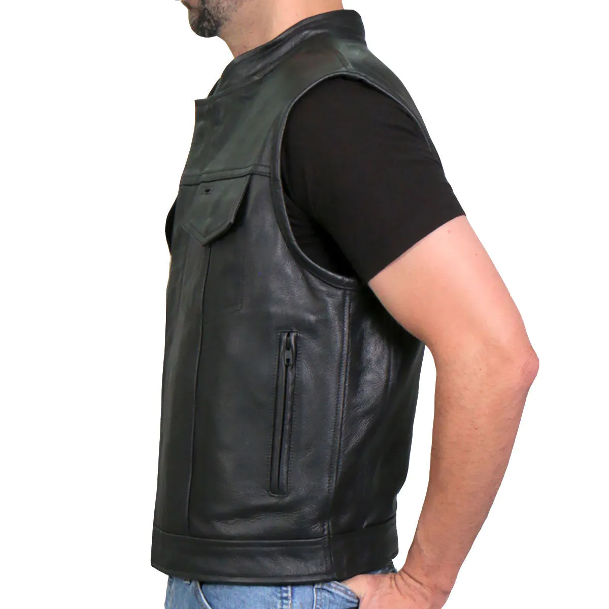Hot Leathers VSM1057 Mens Black 'Mexican Blanket' Conceal and Carry Leather Vest