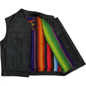 Hot Leathers VSM1057 Mens Black 'Mexican Blanket' Conceal and Carry Leather Vest