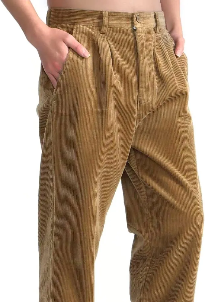 IDEALSANXUN Mens Corduroy Pants Casual Straight Leg Pleated Dress Pants