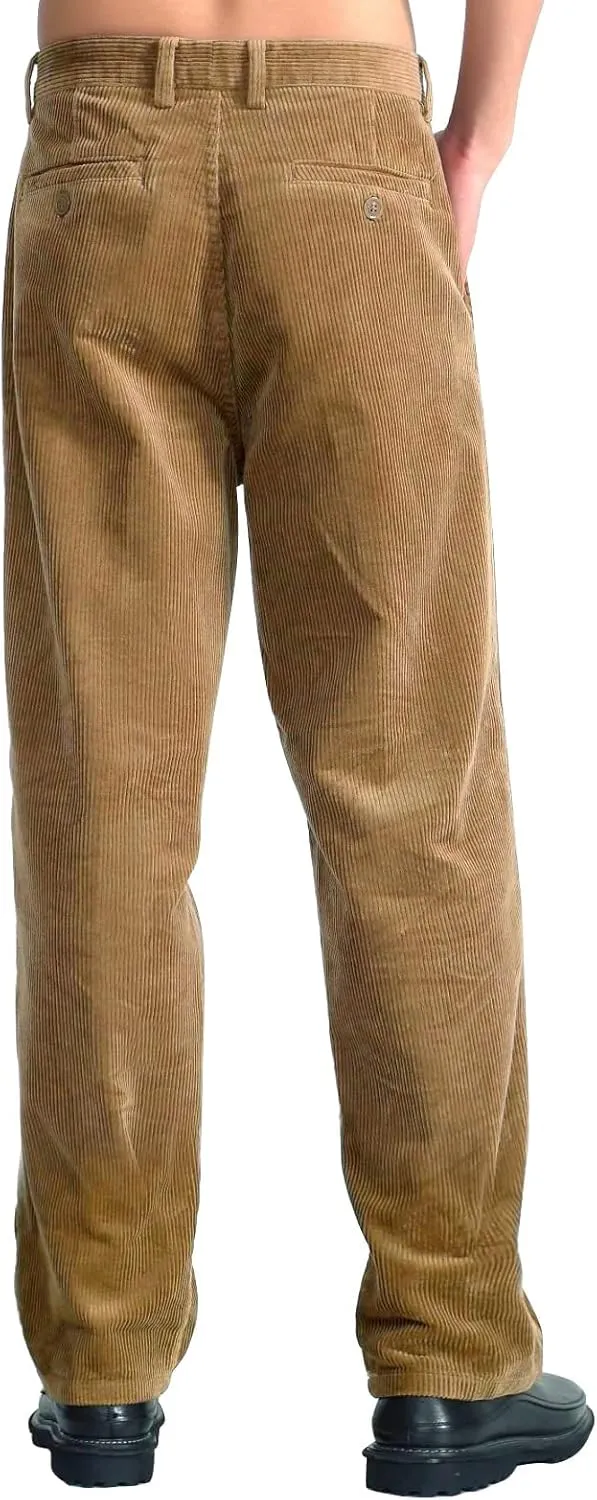 IDEALSANXUN Mens Corduroy Pants Casual Straight Leg Pleated Dress Pants