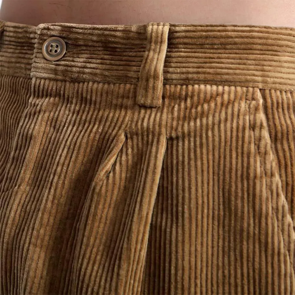 IDEALSANXUN Mens Corduroy Pants Casual Straight Leg Pleated Dress Pants