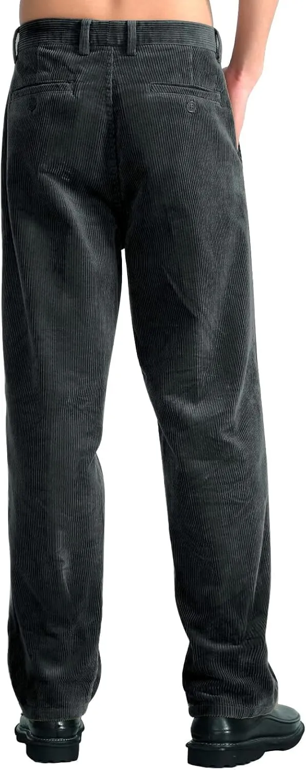 IDEALSANXUN Mens Corduroy Pants Casual Straight Leg Pleated Dress Pants