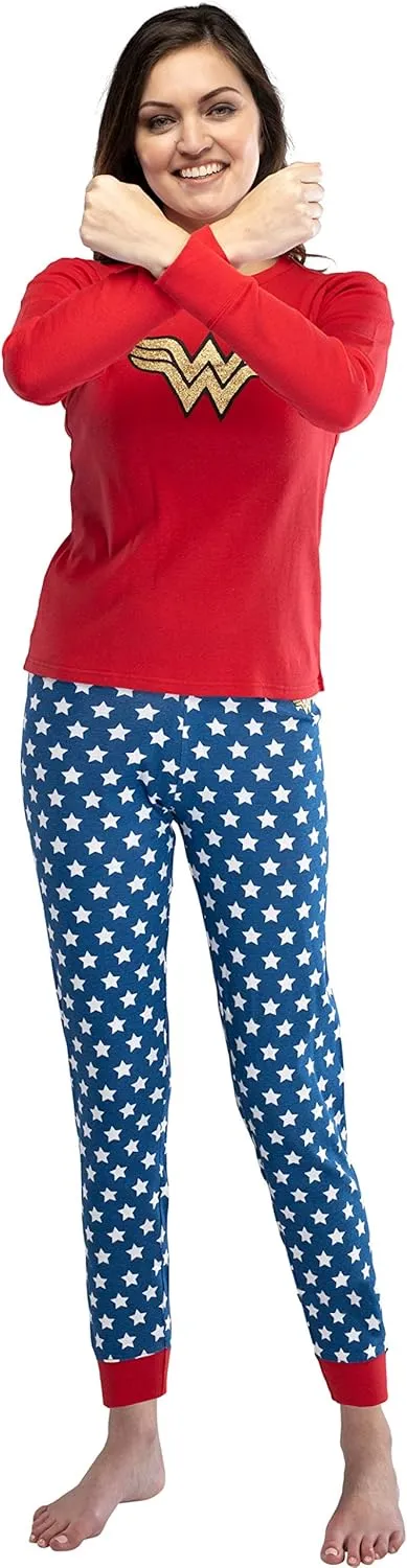 INTIMO Womens Wonder Woman Glitter Logo Pajama Set