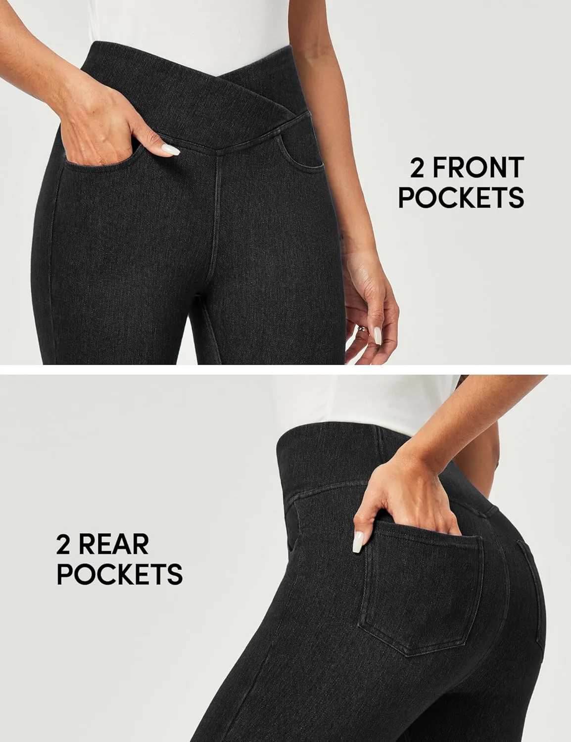 IUGA Capri Jeans for Women Pull On Jeggings for Women Tummy Control Jean Capris Pants Stretchy Denim Pants with Pockets