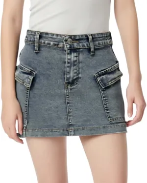 Jean Skirt for Women Juniors Vintage Hem Stretch Casual High Waisted Denim Short Skirt Cute A Line Mini Pencil