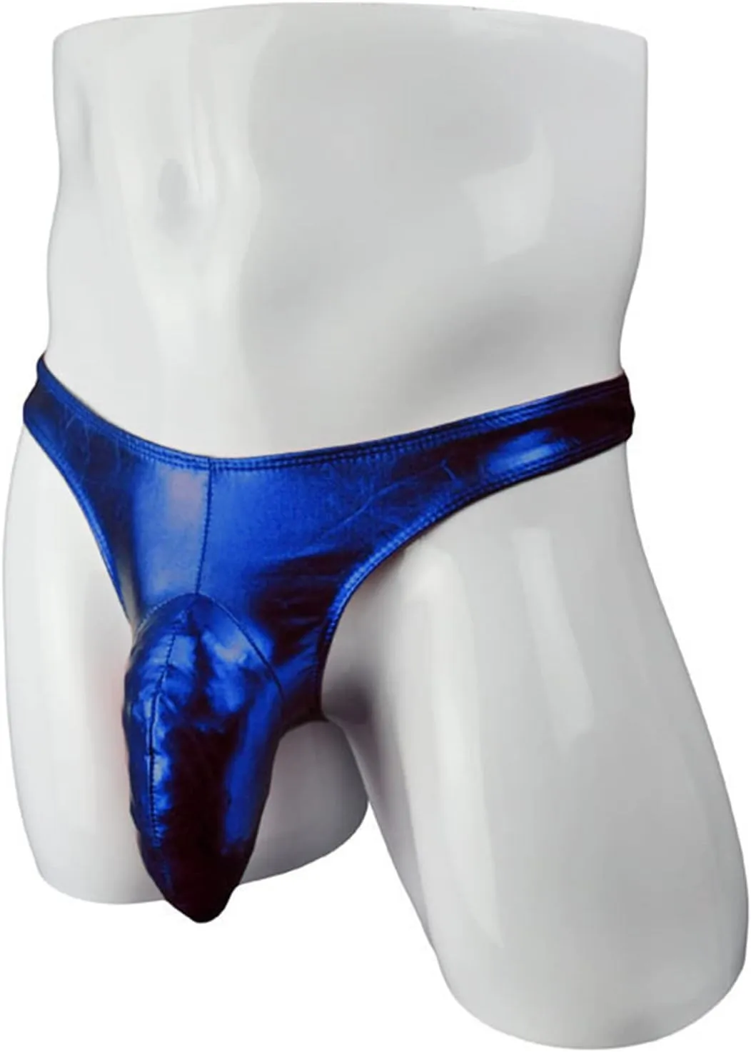 JEsilunmaMY Shiny Leather Briefs for Men Low Rise Elephant Nose Bulge Pouch Thongs Athletic Supporter G-Strings Underwear