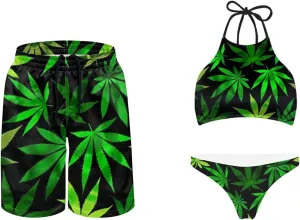 KEIAHUAN Couples Matching Swimsuit Summer Swimwear Women 2 Piece Bikini Set Men Trunk